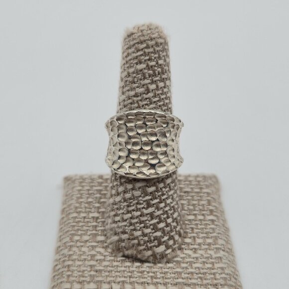 Jewelry - Size 7.5 Sterling Silver Crater Pattern Wide Rustic Band Ring A4057